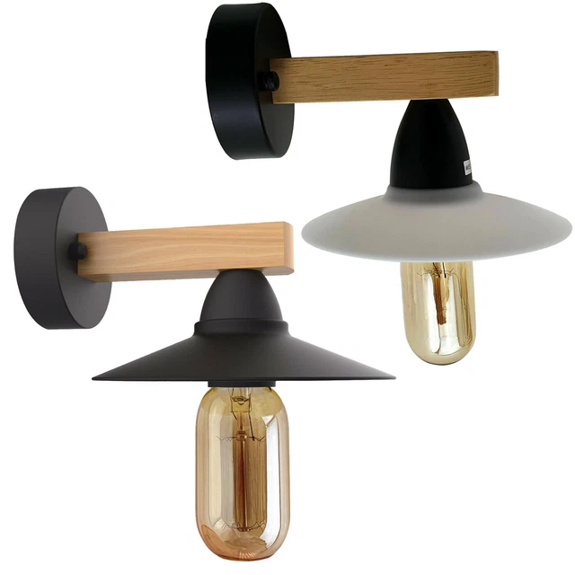 Antik Retro Vintage Industriell Holz Wandleuchte Wand Lampe Wandleuchter Licht
