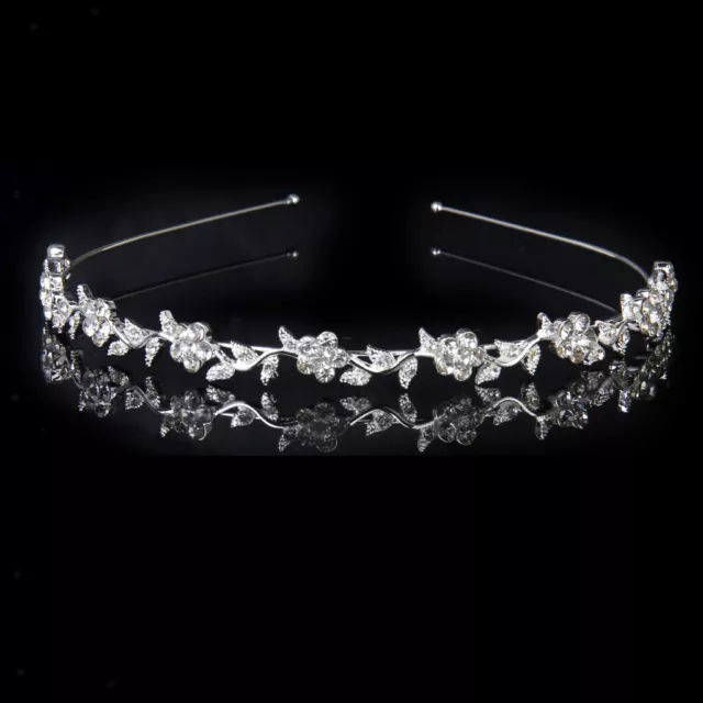 Klar Kristall Blume Blatt Stirnband Haarband Tiara Hochzeit Braut