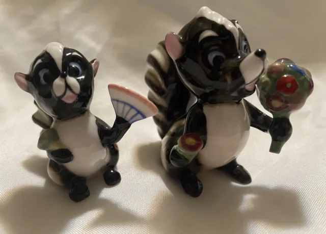 Vintage Bradley Japan Bone China Skunk Miniature Figurine Pair