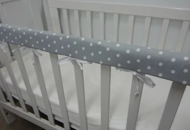 Cot Rail Cover Grey White Spots Crib Teething Pad  x 1