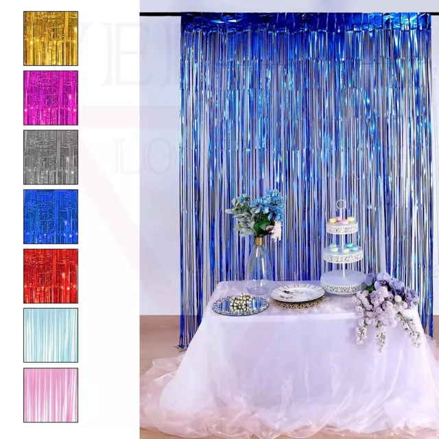 Foil Fringe Curtain Backdrop Hanging Streamers for Birthday Party Decorations