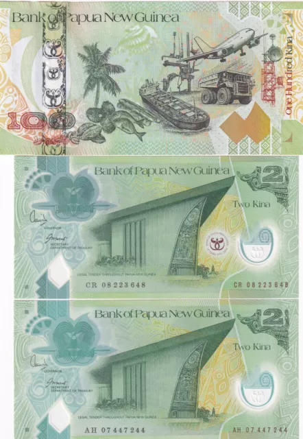 Lot 3 banknotes New Guinea UNC