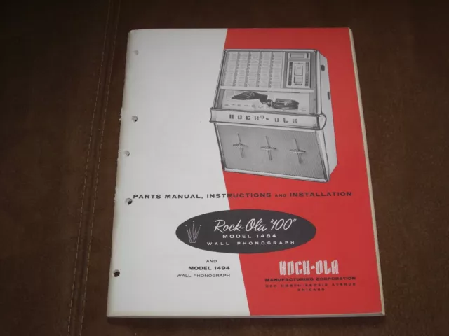 Anleitung für ROCK-OLA "100" Musikbox 1484 / 1494 - Handbuch  Manual  Schaltplan