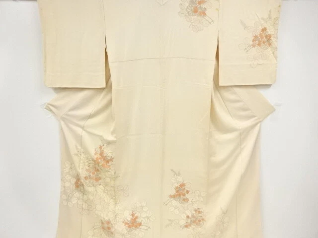 43486# Japanese Kimono / Antique Kimono / Embroidery / Floral Cart