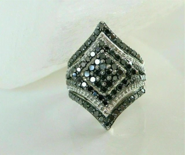 14k White Gold Finish 3Ct Round Cut Black Diamond Lab CreatedWedding Womens Ring