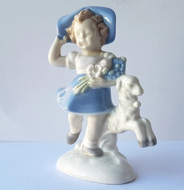 Porcellana Figura Ragazza Con Capretto Fiori Wagner & Apel Circa 1960 - 1970