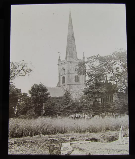 Glas magische Laterne Rutsche STRATFORD CHURCH C1900 ENGLAND L101