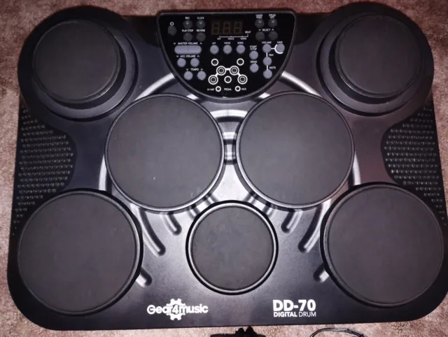 DD70 Portable Electric Drum Pad with Headphones by Gear4music