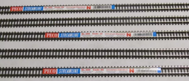 Peco N Scale SL-300 Code 80 Flex Track 36'' Nickel Silver Rail 5 Pack