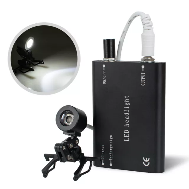 Clip 1W Dental Medical LED Head Light Rechargeable Battery Case Portable Lamp US