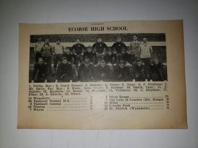 Ecorse & Hamtramck Michigan High School 1927 Football Team Picture