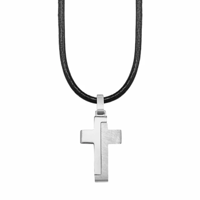 s. Oliver jewel Jungen Kommunion Kinder Kreuz Anhänger Edelstahl mit Leder Kette