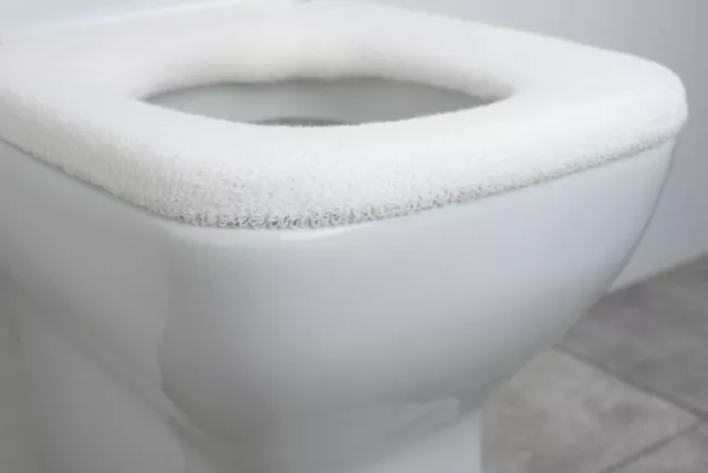Funda de asiento de inodoro suave x2 cálida acolchada rosa azul baño lavable para niños Reino Unido 2