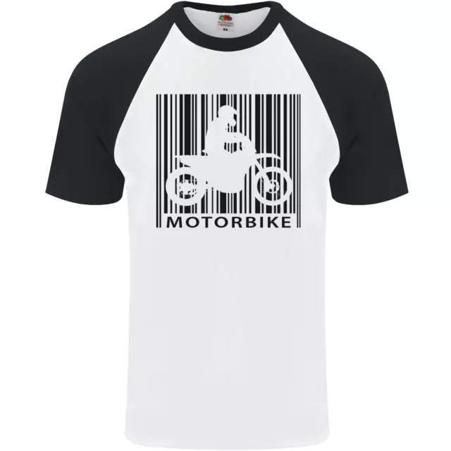 T-shirt da baseball moto codice a barre biker moto uomo S/S