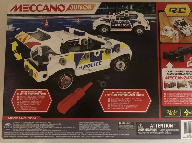 MECCANO JUNIOR POLICE Car Remote Control Building Set 73 Part Kit STEAM ...