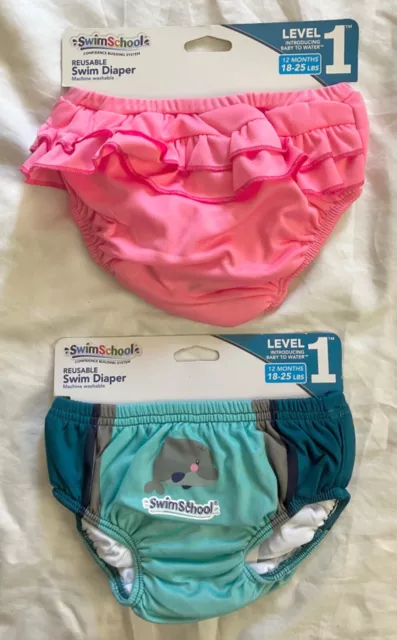 NWT SWIMSCHOOL reusable swim diaper Pink or Blue 6M or 12M