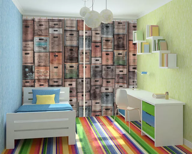 Stacked Storage Bins 3D Curtain Blockout Photo Print Curtain Drape Fabric Window