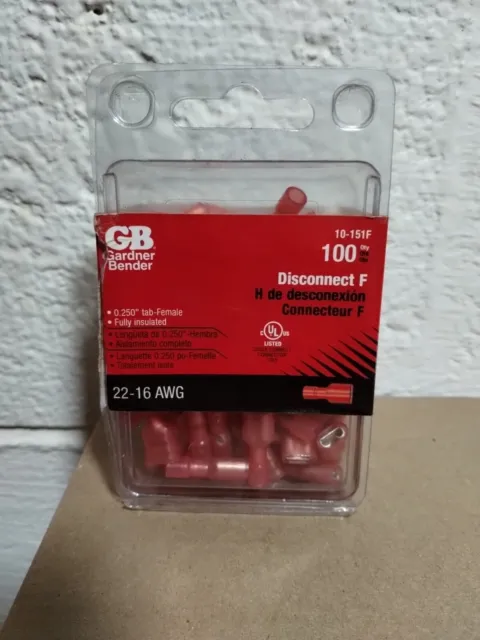 Gardner Bender 22 to 16 AWG Female Red Fully-Insulated Disconnect (100-Pack)