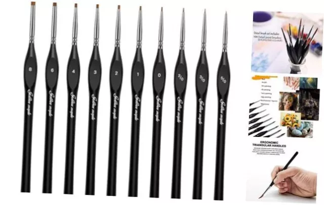 Golden Maple Detail Paint Brushes Set 10pcs Miniature Brushes for Fine Black