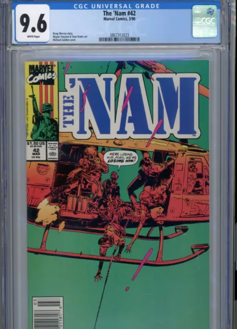 The Nam #42 Nm 9.6 Cgc Newstand Edition White Pages Murray Story Golden Cover