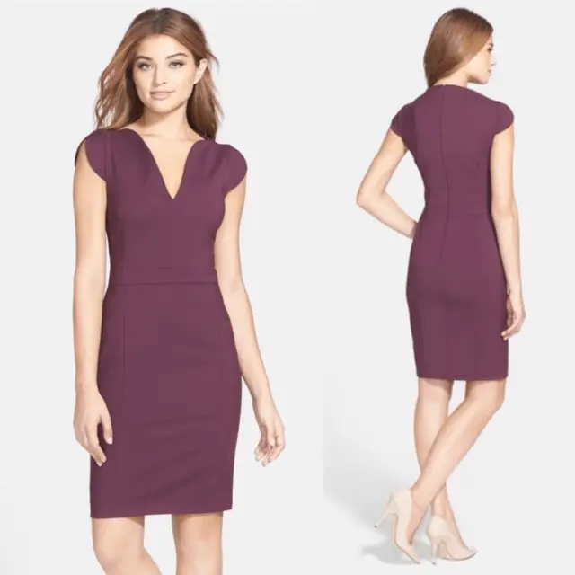 French Connection, Lolo’ Stretch Sleeveless Sheath Dress in Eggplant Women’s 4