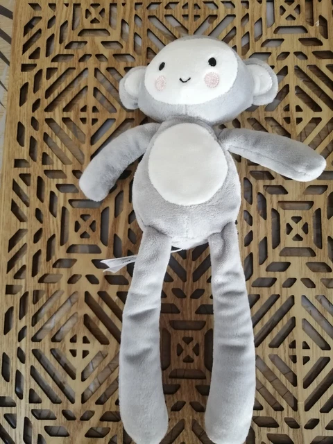 doudou peluche pantin singe gris blanc  simba toys kiabi 30 cm Neuf