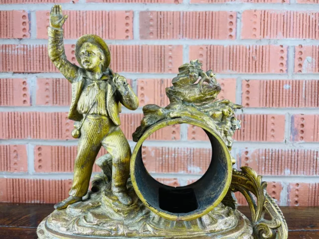 Antique French Rococo Mantel Clock Case Gilt Figural 19th Century by P H Mourey 2