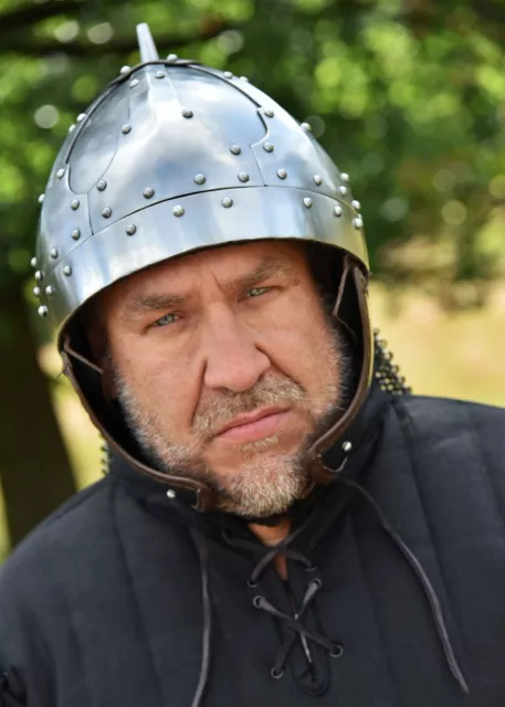 ULFBERTH Spangenhelm m Wangenklappen u Brünne 2 mm Stahl Wikingerhelm Schaukampf 2