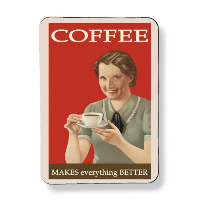 Vintage Coffee Lovers Advertising Art Print Poster Magnet Sublimated 3" x 4"
