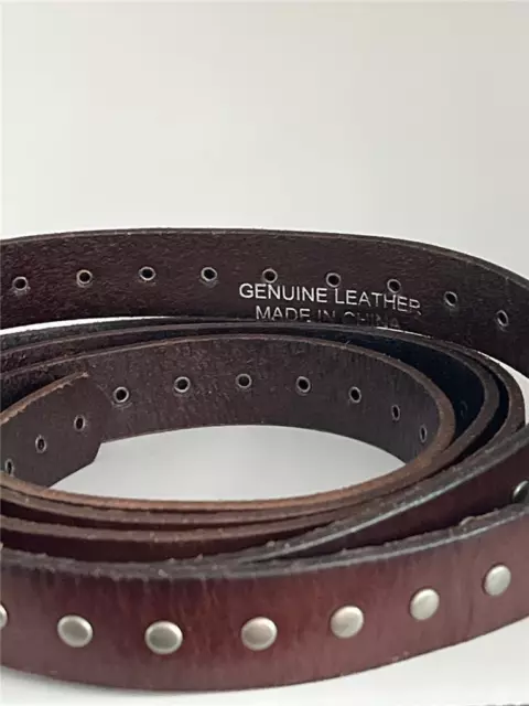 Genuine Brown Leather Belt with Silpada Silver Buckle, Loop and Studs, Large Siz