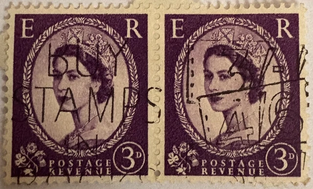 Timbre RARE Reine Elisabeth II Violet - 1957 - Bon État - Lot De 2 - Avec Trace De Charnière