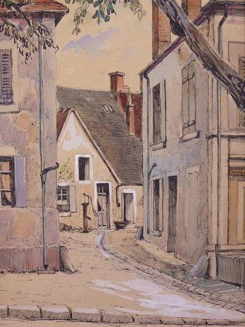 Jacques GRAD (1920) Centre historique à Bourges Berry Cher élève de Yves Brayer