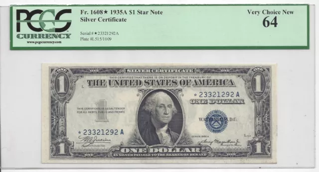 Series 1935A $1 Silver Certificate Fr-1608 Star Note PCGS 64 (59025)