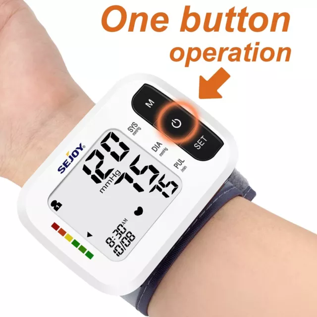 SEJOY Digital Wrist Blood Pressure Monitor BP Heart Rate Automatic Monitor Cuff