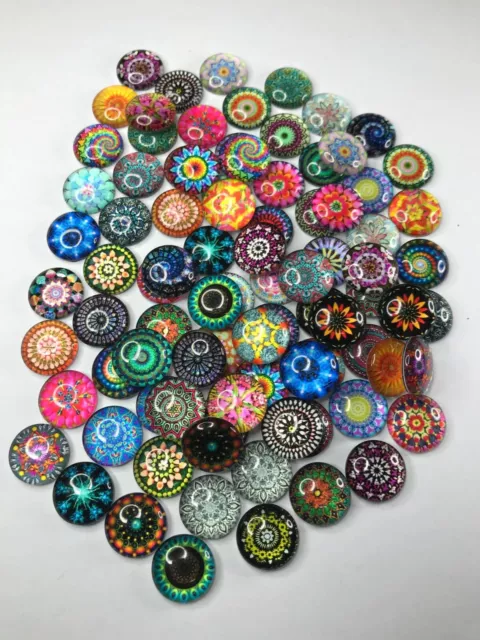 200pcs 14mm Mixed Round Mosaic Tiles for Crafts Glass Mosaic for Jewelry Making