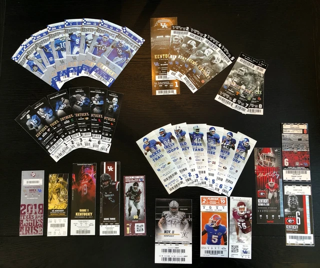 2015-19 Kentucky Wildcats Football Season Ticket Stubs Large Lot Home Away Games