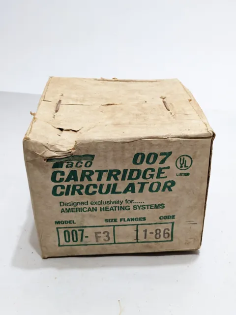 Vtg NEW TACO 007 (F3) Cartridge Circulator New Old Stock