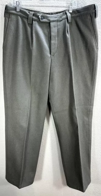 Vtg STURM Wool Blend Pants Military German Button Fly Gray Pleated front Sz 40