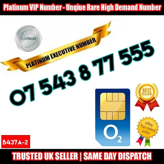 Scheda SIM numero VIP UK - 07 543 8 77 555 - numero facile da ricordare B437A-2