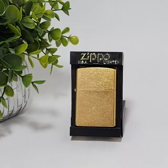 Zippo Windproof Black Matte Lighter With GOLD Insert, 218BI, New