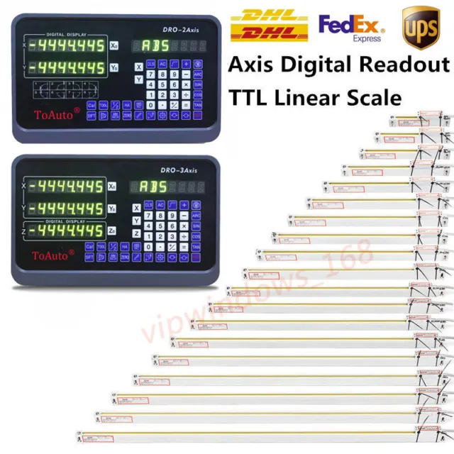 2/3 Achsen Digitalanzeige DRO 5µm lineare Skala Scale TTL Fräsdrehmaschine CNC 2