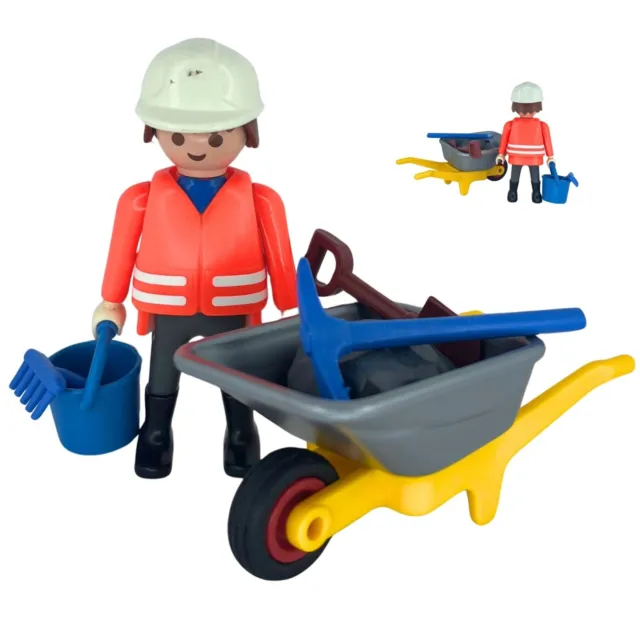 Playmobil figura obrero con carretilla