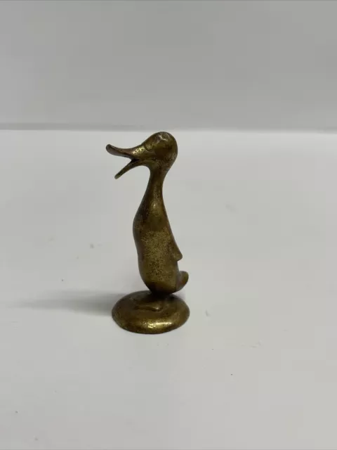 Vintage Illums Bolighus Tiny Solid Brass Duck Figurine Made in Denmark! - RARE