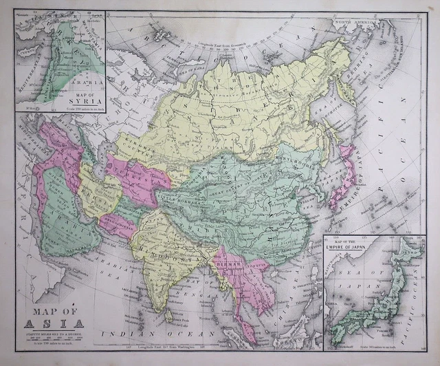 Old 1871 Cowperthwait Atlas Map ~ ASIA - HINDOOSTAN - SIAM (10x12) -#1090