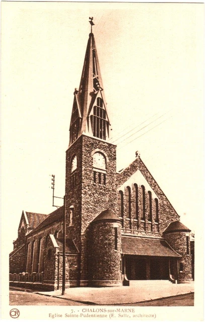 CPA 51 (Marne) Châlons - Eglise Sainte-Pudentienne, Eugène Sallé architecte TBE