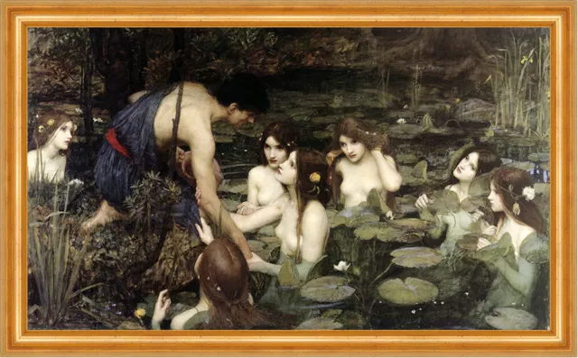 Hylas and the Nymphs Wassernymphe Jugend Schönheit Waterhouse A3 09 Gerahmt