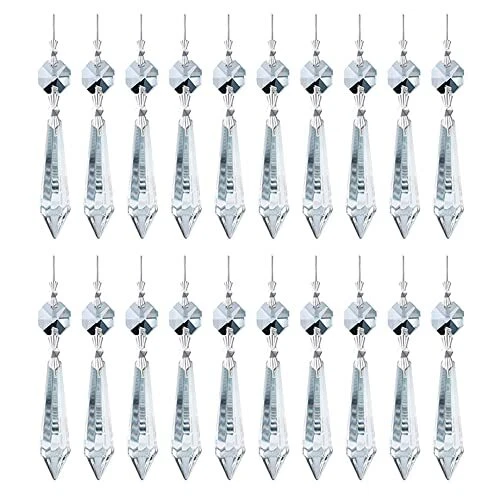 20PCS 55mm Clear Chandelier Icicle Crystal Prisms Lamp Decoration