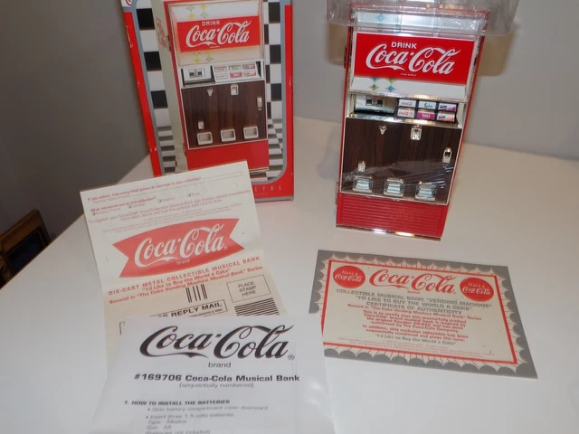 Vintage 1996 Enesco Coca-Cola Vending Machine Diecast Musical Bank New