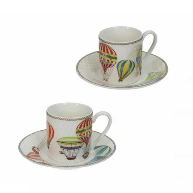 Brandani Set 2 pezzi tazzine da caffè in porcellana dalle linee moderne ed  eleganti collezione GGG