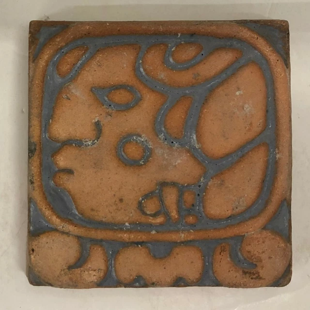 California Batchelder Mayan Face Tile Vintage